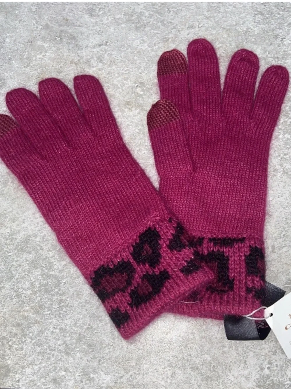 Coach Angora Rabbit Fur Ocelot Touch Gloves NWT